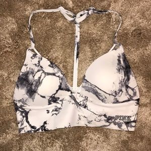 VS PINK marble bonded strappy push up bralette
